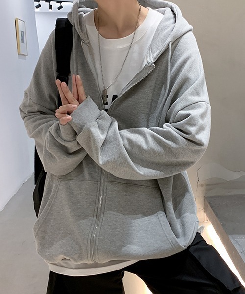 NOWLE（ノウル）の「【NOWLE】裏起毛 スウェット ジップ パーカー（パーカー・メンズ・ブラック/グレー・MEDIUM/X-LARGE/LARGE）」の10枚目の写真