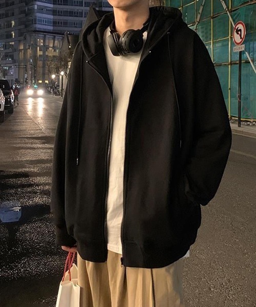 NOWLE（ノウル）の「【NOWLE】裏起毛 スウェット ジップ パーカー（パーカー・メンズ・ブラック/グレー・MEDIUM/X-LARGE/LARGE）」の16枚目の写真