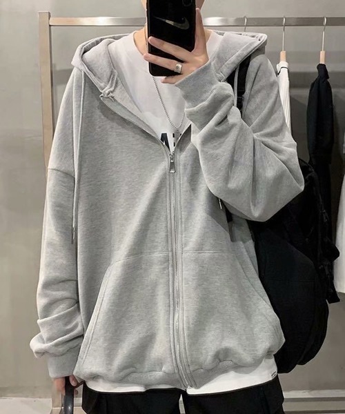 NOWLE（ノウル）の「【NOWLE】裏起毛 スウェット ジップ パーカー（パーカー・メンズ・ブラック/グレー・MEDIUM/X-LARGE/LARGE）」の11枚目の写真