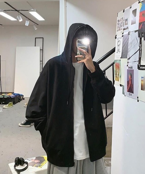 NOWLE（ノウル）の「【NOWLE】裏起毛 スウェット ジップ パーカー（パーカー・メンズ・ブラック/グレー・MEDIUM/X-LARGE/LARGE）」の14枚目の写真