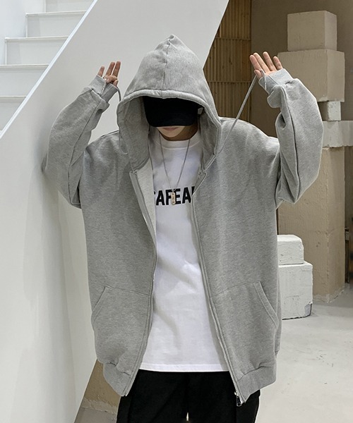 NOWLE（ノウル）の「【NOWLE】裏起毛 スウェット ジップ パーカー（パーカー・メンズ・ブラック/グレー・MEDIUM/X-LARGE/LARGE）」の5枚目の写真