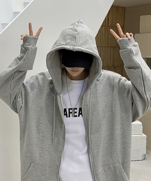 NOWLE（ノウル）の「【NOWLE】裏起毛 スウェット ジップ パーカー（パーカー・メンズ・ブラック/グレー・MEDIUM/X-LARGE/LARGE）」の6枚目の写真