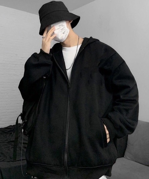 NOWLE（ノウル）の「【NOWLE】裏起毛 スウェット ジップ パーカー（パーカー・メンズ・ブラック/グレー・MEDIUM/X-LARGE/LARGE）」の17枚目の写真