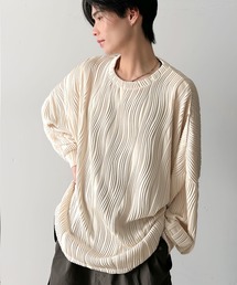 classicalelf | ゆるさとスタイリッシュを両立。オーバーサイズウェーブ柄ジャガード長袖Ｔシャツ(Tシャツ/カットソー)