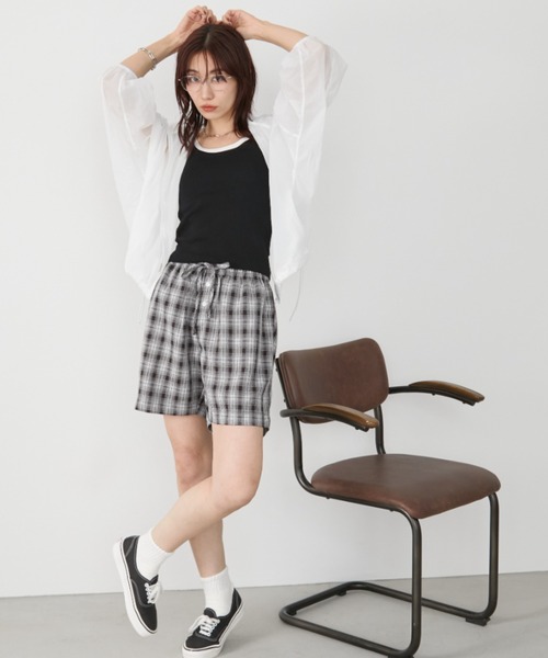 Auntie Rosa Holiday(アンティローザホリデー)の「チェックイージーショートパンツ(その他パンツ・レディース・グリーン/ブラック・FREE)」の10枚目の写真