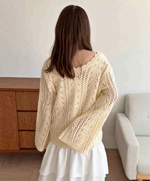 apres jour clair(アプレジュールクレア)の「【apres jour clair】透かし編みニット【ZOZOTOWN限定アイテム】(ニット/セーター・レディース・ブラウン系その他/アイボリー/グリーン系その他・X-LARGE/フリー)」の12枚目の写真