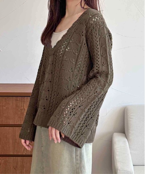 apres jour clair(アプレジュールクレア)の「【apres jour clair】透かし編みニット【ZOZOTOWN限定アイテム】(ニット/セーター・レディース・ブラウン系その他/アイボリー/グリーン系その他・X-LARGE/フリー)」の16枚目の写真