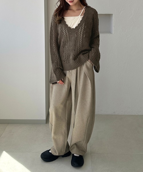 セール】【apres jour clair】透かし編みニット【ZOZOTOWN限定