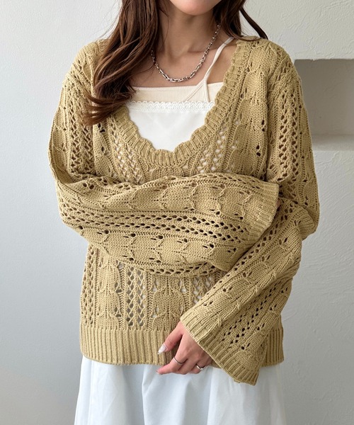 セール】【apres jour clair】透かし編みニット【ZOZOTOWN限定