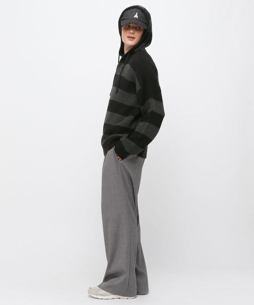 LAND MUSEUM(ランドミュージアム)の「LAND MUSEUM/ボーダーニットフーディー(ニット/セーター・メンズ・グレー/グリーン・FREE)」の20枚目の写真