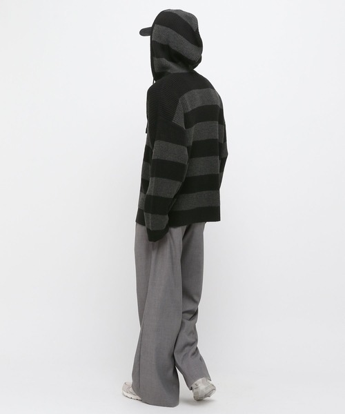 LAND MUSEUM(ランドミュージアム)の「LAND MUSEUM/ボーダーニットフーディー(ニット/セーター・メンズ・グレー/グリーン・FREE)」の21枚目の写真