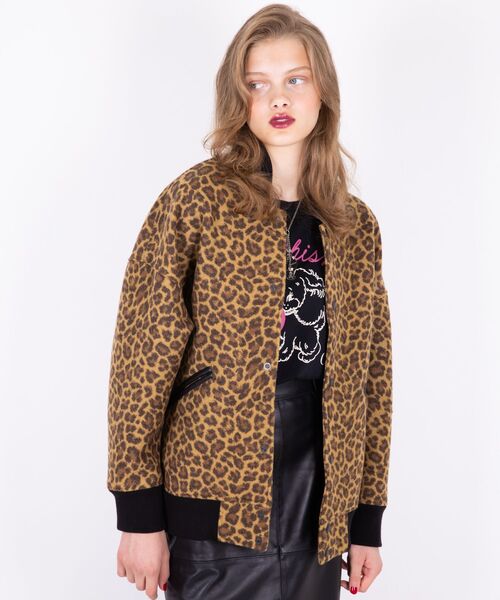 HYSTERIC GLAMOUR（ヒステリックグラマー）の「LEOPARD柄ジャカード オーバーサイズスタジャン（スタジャン・レディース・ベージュ系その他・FREE）」の3枚目の写真