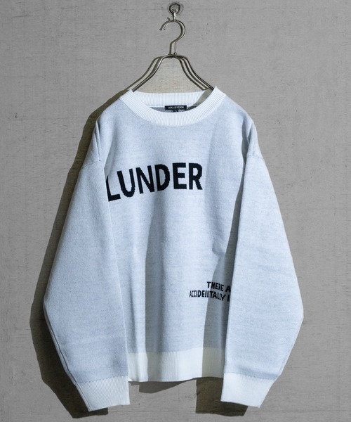 JOHN'S CLOSET(ジョンズクローゼット)の「【13】ダブルジャガードロゴ クルーネックニット(ニット/セーター・メンズ・ホワイト系1/ホワイト系2/ブラック系2/グリーン系1/ブルー系1/ブラック系1/グリーン系2・MEDIUM/LARGE)」の2枚目の写真