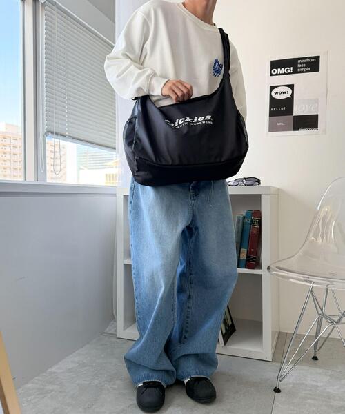 Dickies（ディッキーズ）の「∴WEGO/別注Dickiesドロストショルダー（ショルダーバッグ・レディース・ブラック/ホワイト/ライトグレー・FREE）」の5枚目の写真