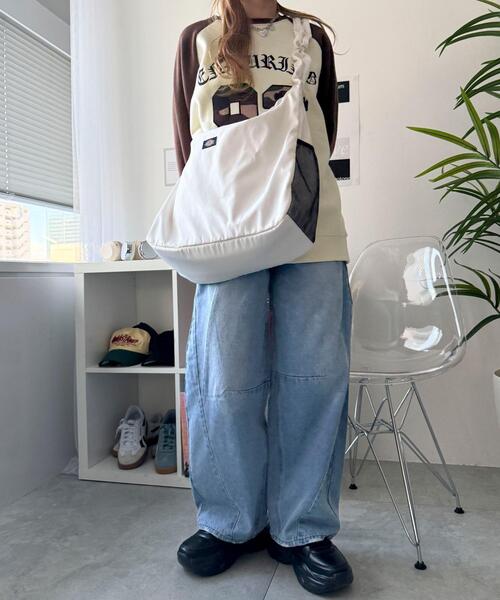 Dickies（ディッキーズ）の「∴WEGO/別注Dickiesドロストショルダー（ショルダーバッグ・レディース・ブラック/ホワイト/ライトグレー・FREE）」の10枚目の写真