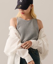 MAGASIN DE MODE Onjna（マガジンデモードオンジェナ ）の「【MAGASIN DE MODE Onjna】Glitter american sleeve tank / ラメアメスリタンクトップ カップ付きインナー DTK（タンクトップ）」
