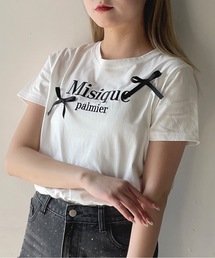 ラメロゴ刺繍リボンTシャツ