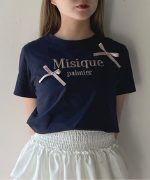 ラメロゴ刺繍リボンTシャツ