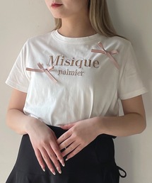 ラメロゴ刺繍リボンTシャツ