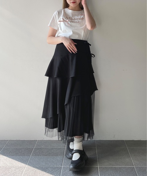 one way（ワンウェイ）の「ラメロゴ刺繍リボンTシャツ（Tシャツ/カットソー・レディース・ホワイト×ピンク/ホワイト×ブラック/ピンク/ネイビー・FREE）」の14枚目の写真