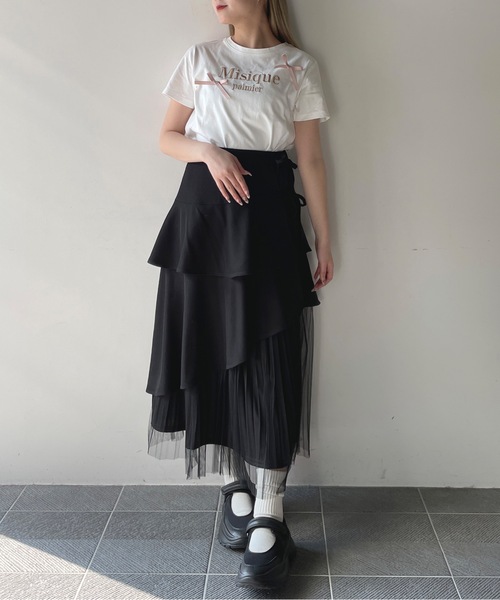 one way（ワンウェイ）の「ラメロゴ刺繍リボンTシャツ（Tシャツ/カットソー・レディース・ホワイト×ピンク/ホワイト×ブラック/ピンク/ネイビー・FREE）」の15枚目の写真