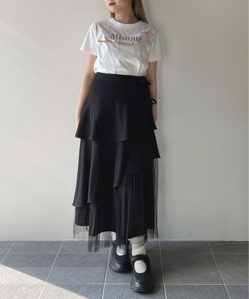one way（ワンウェイ）の「ラメロゴ刺繍リボンTシャツ（Tシャツ/カットソー・レディース・ホワイト×ピンク/ホワイト×ブラック/ピンク/ネイビー・FREE）」の16枚目の写真
