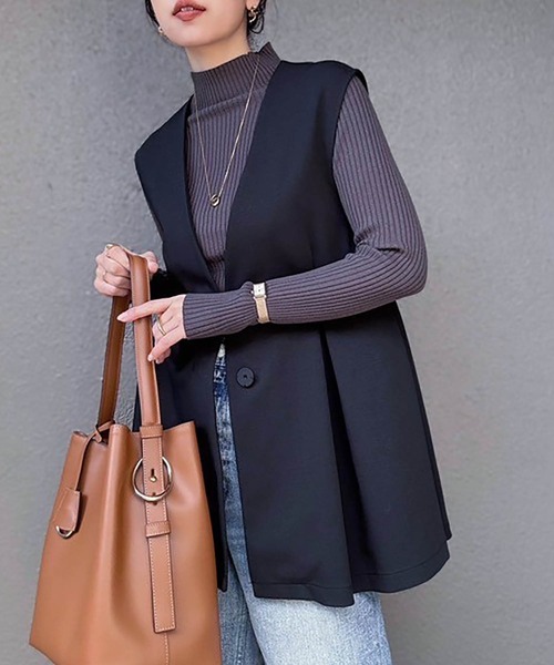 ⭐︎専用⭐︎maison de Dolce. メゾンドドルチェペプラムジレブラック セール】【オケージョンにも◎】ライトダンボールペプラムタックジレ