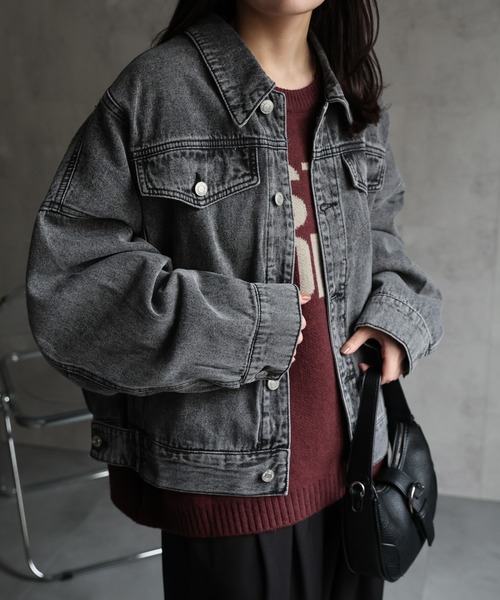 AP STUDIO✨ブラックオーバーサイズデニムジャケット　Gジャン AP STUDIO✨ブラックオーバーサイズデニムジャケット Gジャン 13.5oz