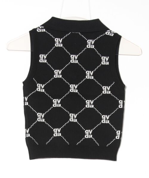 GYDA（ジェイダ）の「Square gyda ノースリPOLO KT TOPS（ニット/セーター・レディース・ブラック/オフホワイト/グリーン・FREE）」の4枚目の写真