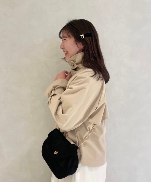 flower（フラワー）の「ベーシックショートトレンチ（トレンチコート・レディース・ベージュ・FREE）」の5枚目の写真