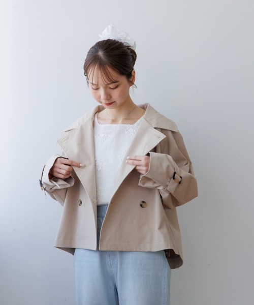 flower（フラワー）の「ベーシックショートトレンチ（トレンチコート・レディース・ベージュ・FREE）」の16枚目の写真