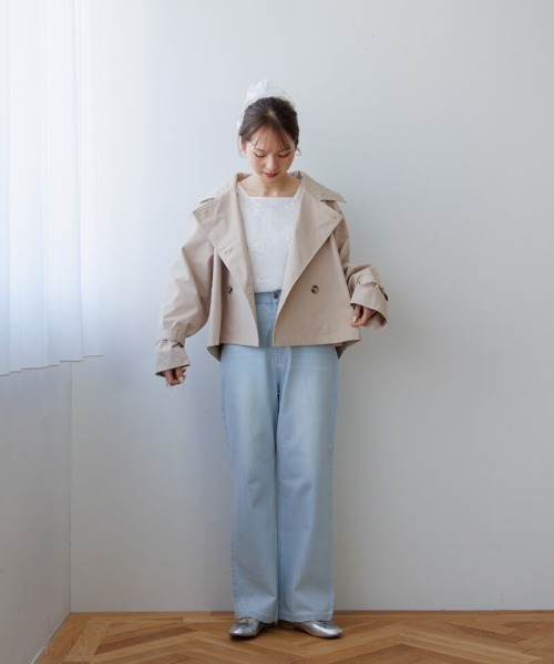 flower（フラワー）の「ベーシックショートトレンチ（トレンチコート・レディース・ベージュ・FREE）」の19枚目の写真