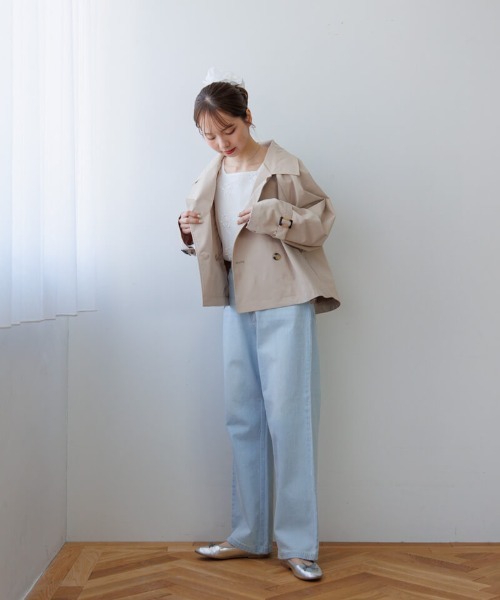 flower（フラワー）の「ベーシックショートトレンチ（トレンチコート・レディース・ベージュ・FREE）」の20枚目の写真
