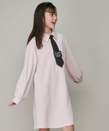 ネクタイ付きシャツワンピ