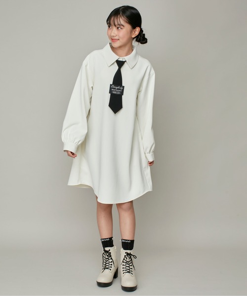 JENNI love(ジェニィラブ)の「ネクタイ付きシャツワンピ(ワンピース・キッズ・アイボリー/グレー/ピンク・130cm/140cm/150cm/160cm)」の17枚目の写真