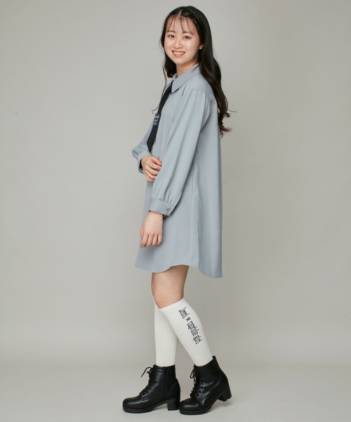 JENNI love(ジェニィラブ)の「ネクタイ付きシャツワンピ(ワンピース・キッズ・アイボリー/グレー/ピンク・130cm/140cm/150cm/160cm)」の19枚目の写真