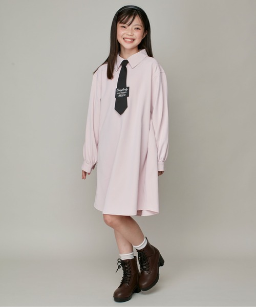 JENNI love(ジェニィラブ)の「ネクタイ付きシャツワンピ(ワンピース・キッズ・アイボリー/グレー/ピンク・130cm/140cm/150cm/160cm)」の21枚目の写真
