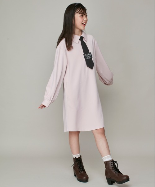 JENNI love(ジェニィラブ)の「ネクタイ付きシャツワンピ(ワンピース・キッズ・アイボリー/グレー/ピンク・130cm/140cm/150cm/160cm)」の22枚目の写真