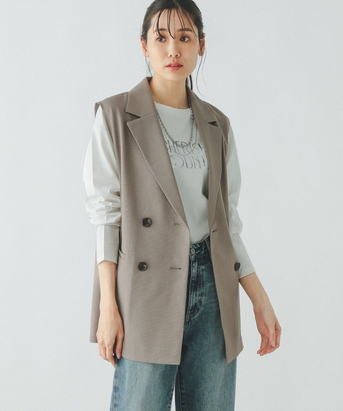 GLOBAL WORK（グローバルワーク）の「お手入れラクラクセットアップ/ジレ/253490（ベスト・レディース・グレイッシュベージュ/ライトベージュ/ブラック・FREE）」の16枚目の写真