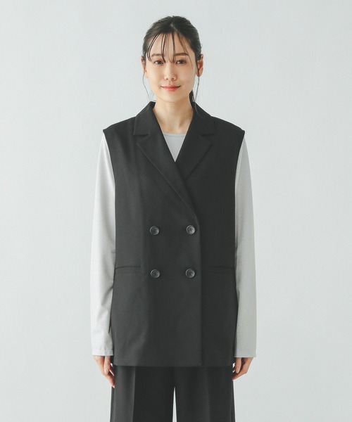 GLOBAL WORK（グローバルワーク）の「お手入れラクラクセットアップ/ジレ/253490（ベスト・レディース・グレイッシュベージュ/ライトベージュ/ブラック・FREE）」の17枚目の写真