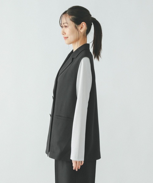 GLOBAL WORK（グローバルワーク）の「お手入れラクラクセットアップ/ジレ/253490（ベスト・レディース・グレイッシュベージュ/ライトベージュ/ブラック・FREE）」の18枚目の写真