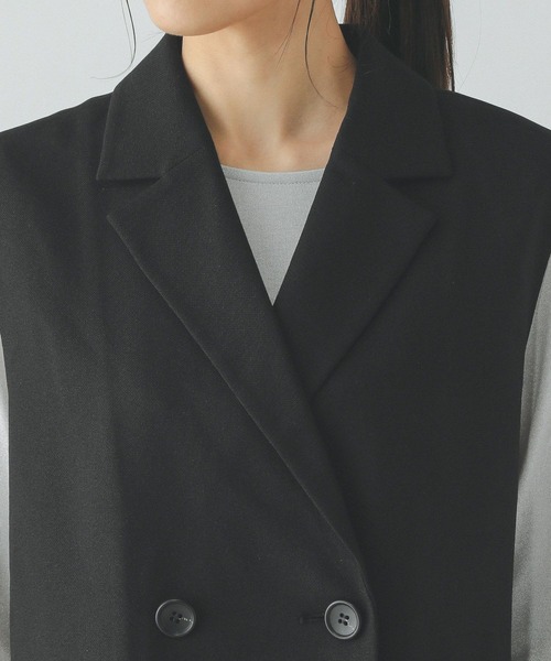 GLOBAL WORK お手入れラクラクセットアップ ショート丈 ジレ ブラック GLOBAL WORK｜お手入れラクラクセットアップ/ジレ/253490