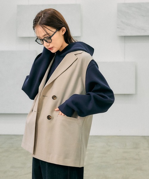 GLOBAL WORK（グローバルワーク）の「お手入れラクラクセットアップ/ジレ/253490（ベスト・レディース・グレイッシュベージュ/ライトベージュ/ブラック・FREE）」の5枚目の写真