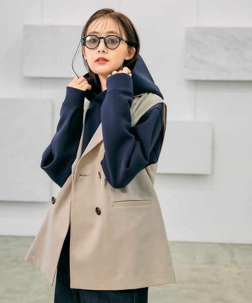 GLOBAL WORK（グローバルワーク）の「お手入れラクラクセットアップ/ジレ/253490（ベスト・レディース・グレイッシュベージュ/ライトベージュ/ブラック・FREE）」の6枚目の写真