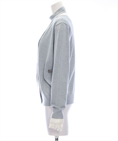 clear（クリア）の「チョーカー付きアシンメトリーニットカーディガン [羽織り カジュアル 大人]（カーディガン/ボレロ・レディース・ブラック/グレー/アイボリー・F）」の10枚目の写真