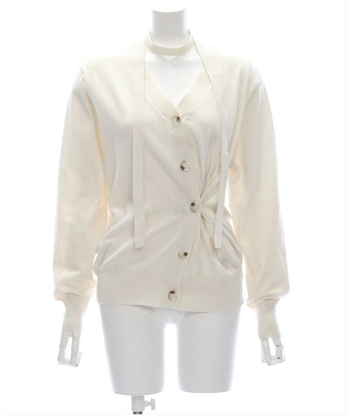 clear（クリア）の「チョーカー付きアシンメトリーニットカーディガン [羽織り カジュアル 大人]（カーディガン/ボレロ・レディース・ブラック/グレー/アイボリー・F）」の17枚目の写真