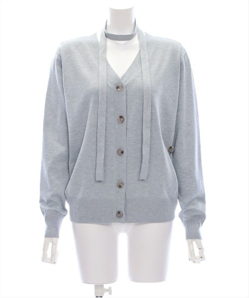 clear（クリア）の「チョーカー付きアシンメトリーニットカーディガン [羽織り カジュアル 大人]（カーディガン/ボレロ・レディース・ブラック/グレー/アイボリー・F）」の21枚目の写真