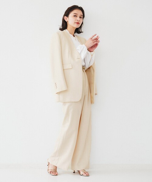 UNTITLED（アンタイトル）の「【セットアップ可能】リネンライクキャンバス ワイドパンツ（その他パンツ・レディース・アイボリー/ベージュ・00/01/02/03/04/42/44/46/48/50）」の8枚目の写真