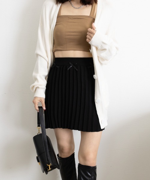 Miniministore（ミニミニストア）の「リボン付きプリーツミニスカートレディース（スカート・レディース・ブラック/ダークグレー/ライトベージュ/キャメル・FREE）」の17枚目の写真