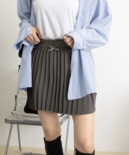 Miniministore（ミニミニストア）の「リボン付きプリーツミニスカートレディース（スカート・レディース・ブラック/ダークグレー/ライトベージュ/キャメル・FREE）」の19枚目の写真